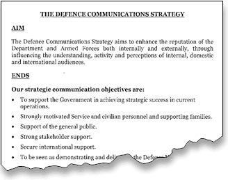 Excerpt from Ministry of
Defense document published by
The Telegraph, London