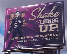 Elvis promotion billboard
at Burnsville, Mississippi,
Little Yellow Creek
in March 2010