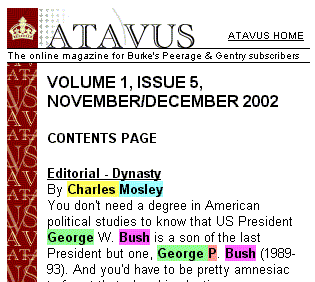 ATAVUS page -- November/December 2002